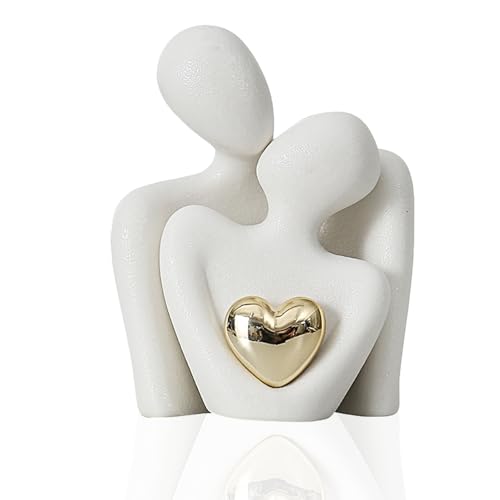 TENGWA Soprammobile Moderno Abbraccio Romantico per Coppie 8,5 cm Bianco Anniversario Matrimonio Ceramica Regalo di Nozze San Valentino Adatto a Soggiorno Camera da Letto e Libreria