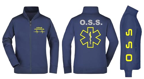 Felpa Unisex Full Zip - OSS Croce con Nome Personalizzato - Super vestibilità Top qualità (IT, Testo, XL, Regular, Regular, Blu)