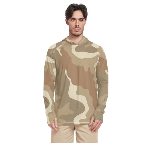 Hooded Sun Shirts for Men Long Sleeve Hoodie Shirt with Thumb Holes UV Protection UPF 50+ Block Screen Cooling