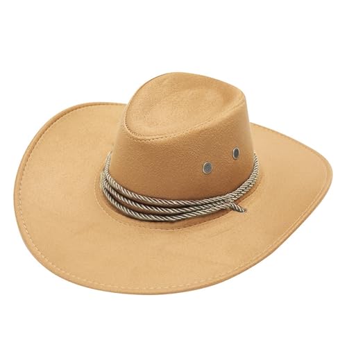 Hotel Paradiso Adulti Casual Solid Western Cowboy Cappello Da Sole Largo Tesa Viaggio Parasole Rosa Romanzi Inverno, cachi, Taglia unica