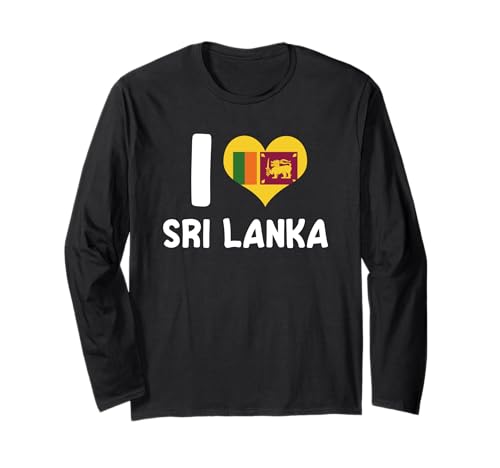 I Love Sri Lanka Flag Heart Sri Lanka Roots Pride Manga Larga
