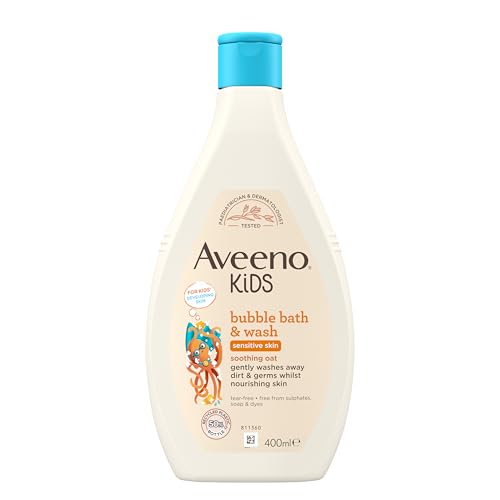 Aveeno Kids Bubble Bath & Wash 400ml | Enriched with Soothing Oat Extract | Gentle Body Wash Developed for Your Little Superhero