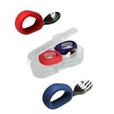 FAZLANIX Stainless Steel Toddler Fork and Spoon Set with Carry Case | Round Silicone Handle | Kids S