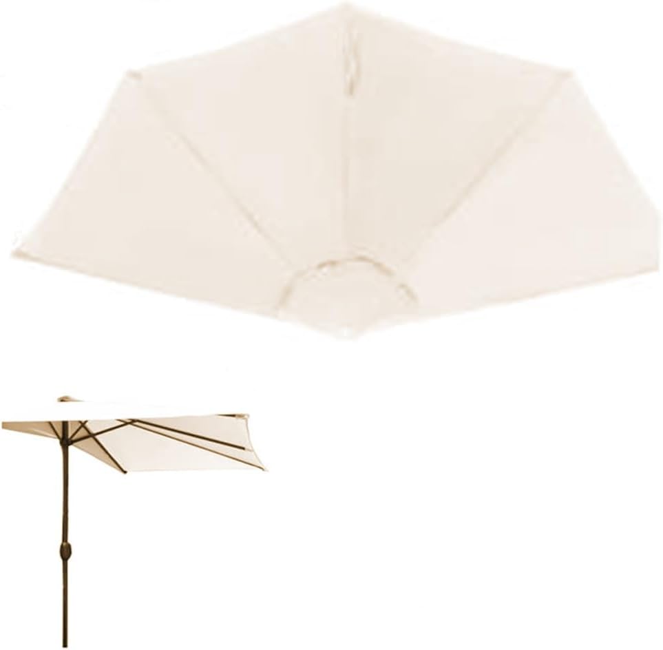 9ft 5 Ribs Umbrella Replacement Canopy Half Round Umbrella Top Replacement Cover for Balcony Table Deck Pool Garden(Khaki)