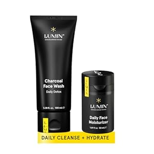 Lumin – Dynamic Duo – Skin Care kit for Men – Includes: Charcoal Face Wash Daily Detox & Daily Face Moisturizer,Suitable for all skin types, Daily Use, Two Month Supply