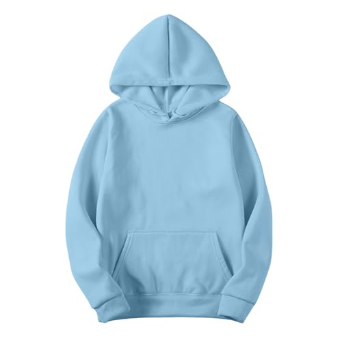 Generisch Sudadera con capucha azul claro Sudaderas con capucha Suéter artificial corto de terciopelo manga larga con bolsillos ropa de invierno ropa mujer sudadera azul marino, azul, M