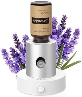 Mini Waterless Nebulizing Essential Oil Diffuser with 10ml Lavender Oil for Aromatherapy, Small Portable with Air Mist and Scent for Home, Room, House, Desk, Office, Travel - Silvery