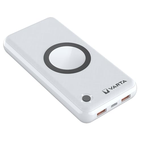 VARTA 2 in 1 Power Bank Wireless, caricabatterie senza fili, caricatore portatile Batteria Esterna 20000 mAh, carica contemporaneamente smartphone e powerbank, incl. cavo di ricarica USB C