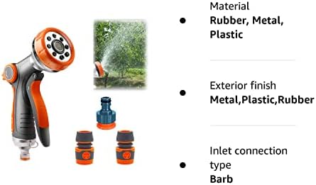 Garden Hose Spray Gun,8 Adjustable Patterns,Hose Pipe Spray Gun,High Pressure Spray Nozzles,Perfect for Watering Plants,Car Washing,Shower Pets,Hose Attachments Includes Hose Connectors