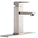RBROHANT Surface Mounted Brushed Nickel One Hole or Three Hole Bathroom Sink Faucet With Deck Plate (Solid Brass, 3.95 Pounds, 8 inch)