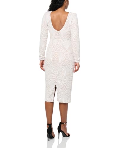 Image of Dress The Population Womens Emery Long Sleeve Stretch Sequin Midi Sheath Ddr147