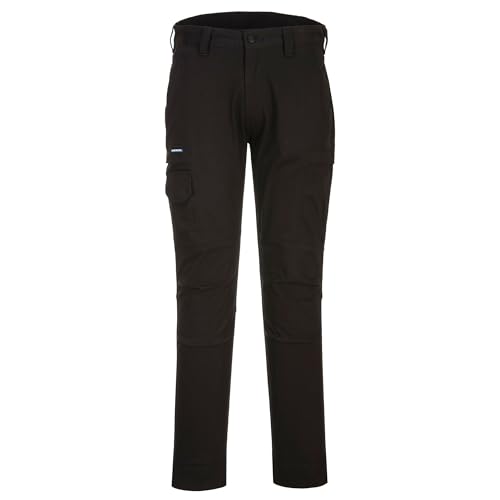 Portwest T801 KX3 Cargo Trousers 2 Thigh Pockets Pre-Bent Knees Black
