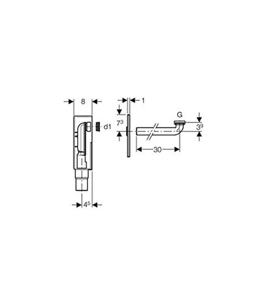 Geberit - Sifón Empotrado Geberit Para Lavabos, Con Caja De Montaje De Pared Y Embellecedor, Salida Horizontal: D50-56Mm G1 1/4" D1=32Mm Cromado Brillante (151.120.21.1)