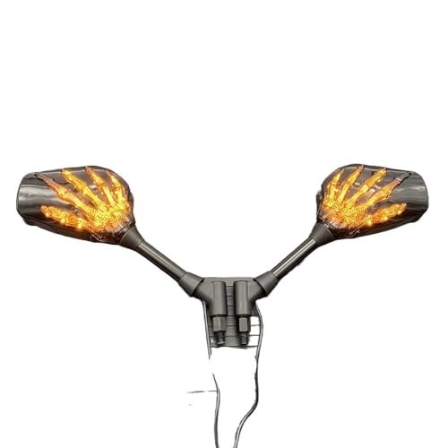 Rétroviseurs 10mm moto squelette main griffe clignotants latéraux ambre