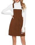 Tanming Women's Corduroy A Line Cute Jumper Pinafore Bib Overall Mini Dress Skirt (Brown-M)
