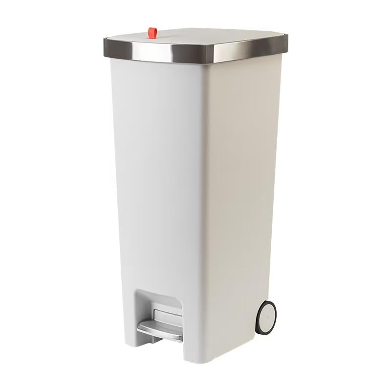 Image of WanWanKa Kitchen Trash Can with Lid,45L /12gallon Lagre Commerical Silcent-Close Lid Grabage Can Wheeled,Hands Free with Step On Foot Pedal Wastebasket,Back of Home,Laundry Room Tall Trash Can,White G