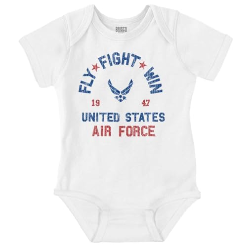 Brisco Brands Fly Fight Win USAF American Air Force Baby Romper Boys or Girls