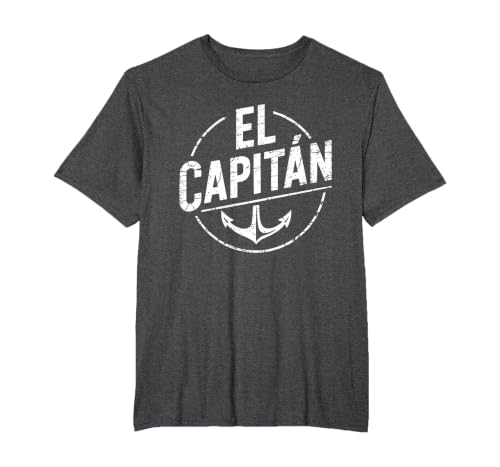 El Capitan Shirt Men Women Anchor Boat Captain Funny Boating T-Shirt, Men's Big and Tall, Dark Heather Grey, 5X Tall