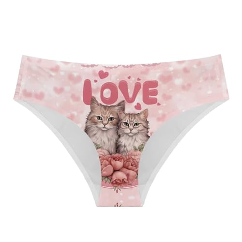 HUGS IDEA Nette Tierdruck Höschen Nahtlose Unterwäsche für Frauen, Liebe Katzen, 42