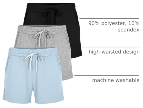 Image of 3 Pack Women's Lounge Shorts Athletic Running Workout Gym Hiking Pockets