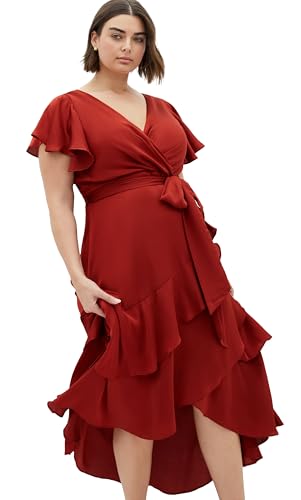 City Chic Women's Plus Size Dress - Flirty Jen Flutter Sleeve Maxi