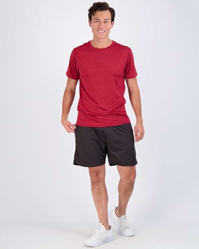 Real Essentials 5 Pack: Men’s Short Sleeve Dry Fit Active Crew Neck T Shirt - Athletic Running Gym Workout Tee Tops