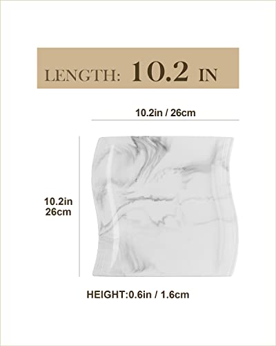 Malacasa Square Dinner Plates, 8.2 Inch And 10 Inch Ceramic Plates Set Of 12, Modern Porcelain Dish Set Kitchen Serving Plate, Microwave, Oven And Dishwasher Safe, Marble Grey, Series Flora #TOP2