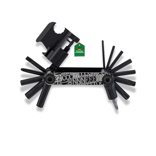 CONTEC Fahrrad-Multitool Pocket Gadget - F22 Stealth, 22 in 1, Multifunktionswerkzeug, Reparatur Set, Mini-Tool, Multi-Purpose, Innensechskant, leicht