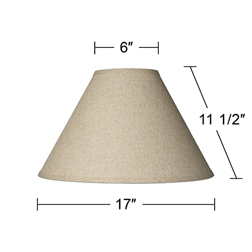 Springcrest ALL-13052903 6 Inch Top X 17 Inch Bottom X 11 1/2 Inch High X 11 1/2 Inch Slant Lamp Shade Replacement Large Beige Brown Empire Round Rustic Farmhouse Western Fine Burlap Fabric Spider Harp Finial thumb #3