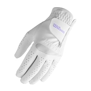 Wilson Damen Feel Plus Golfhandschuh, Zuverlässiger Grip und überragende Kontrolle, Feuchtigkeitsableitende Technologie, Linke Hand, Weiß, Größe M