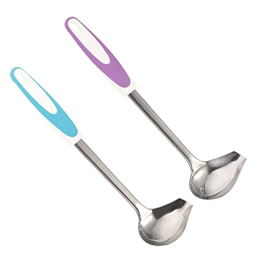 OFFSCH 2Pcs Stainless Steel Sauce Ladle Non Slip Gravy Spoon for Kitchen Comfortable Ergonomic Design Easy to Clean for Sauces Dressings and Soups