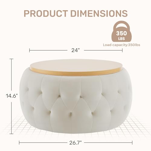Iwmh STORAGE OTTOMAN-01 Round Storage Ottoman Coffee Table thumb #2