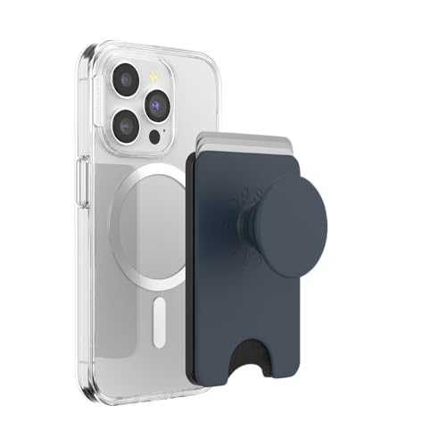 PopSockets Phone Wallet for MagSafe Phone Card Holder with Grip Navy Blue - Navy