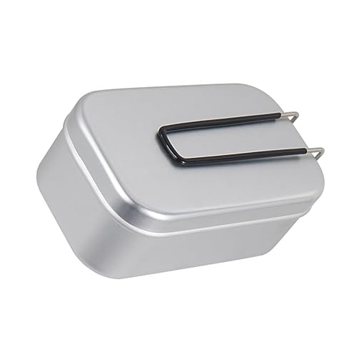 OUNONA Aluminum with Foldable Handle Portable Food Container for Outdoor Hiking and Camping Leak Resistant Design for Easy Carrying and Serving of Meals