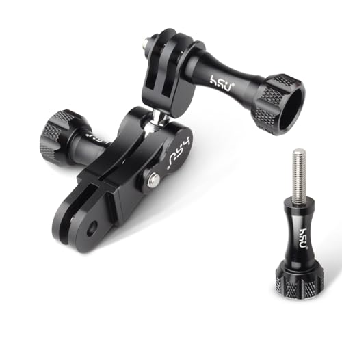 HSU Bras d'extension pour GoPro, 360° Adaptateur Fixation Verticale en Aluminium pour Hero 12/11/10/9/8/7/6/5/4/3 et Autres Caméras d'action