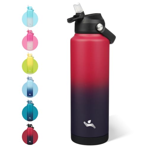 Image of Konokyo 40 oz Insulated Stainless Steel Sports Water Bottle with Straw Lid