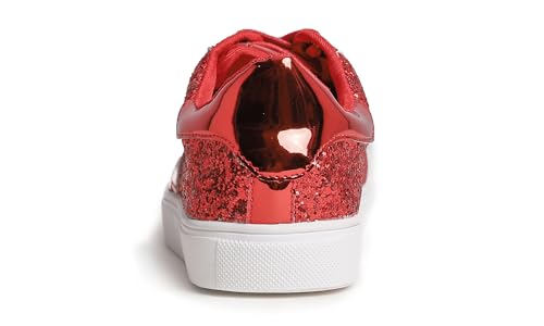 Image of FEVERSOLE Women's Fashion Lace Up Dress Sneakers Sparkly Party Shiny Shoes