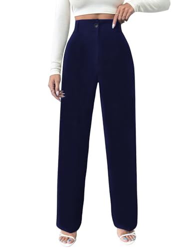 Image of Toochki Trousers for Woman Pants Women's Formal Office Korean | Black Track Pant | Straight | Cotton Spandex Stretchable Trouser | High-Waisted Bottom Wear
