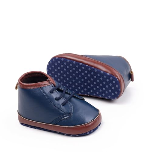Unisex Baby Boys Oxford Soft Sole High Top Ankle PU Sneakers, Sport Newborn Infant First Walkers Shoes2