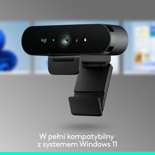 Logitech Brio 4K kamera internetowa, połączenia wideo, mikrofon z funkcją niwelacji szumów, automatyczna korekcja natężenia światła HD,Microsoft Teams,Zoom,Google Meet,PC/Mac/Laptop/Macbook-Grafit