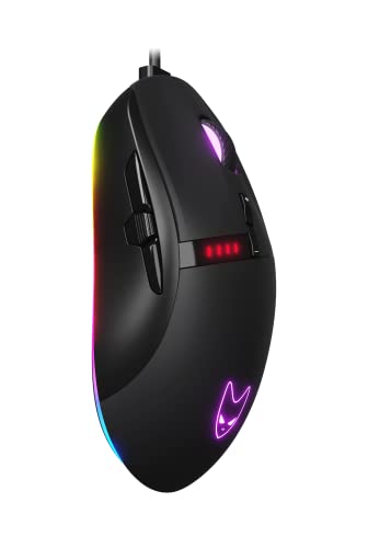 Invar Mouse da gioco USB, 12400 DPI regolabili, 9 pulsanti programmabili, 10 modalità di illuminazione RGB, ultra leggero, sensore ottico ergonomico, PC/Mac, nero - Mouse gaming - Immagine 1