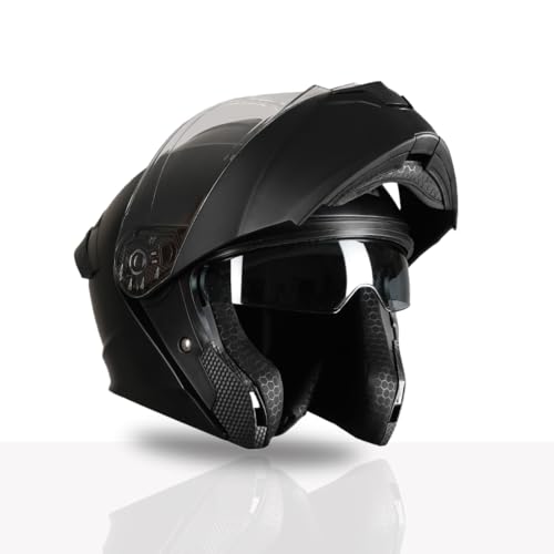 Image of TVS Racing SuperPose Smoked Dual Visor Flip Up Modular Helmet for Men and Women, ISI DOT Certified, ABS Shell, Quick Release Visor, Lightweight, Ventilated, Open Face to Full Face