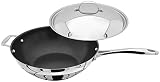 Stellar 7000 S778 Stainless Steel Wok with Lid, 12" Non Stick Wok, Stir Fry Pan and Large Frying Pan
