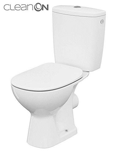 VBChome Keramik Stand- WC Toilette Komplett -Design- Set mit Spülkasten WC- Sitz mit Absenkautomatik SoftClose-Funktion für waagerechten Abgang Wasseranschluss Spülrandlos – Bild 3