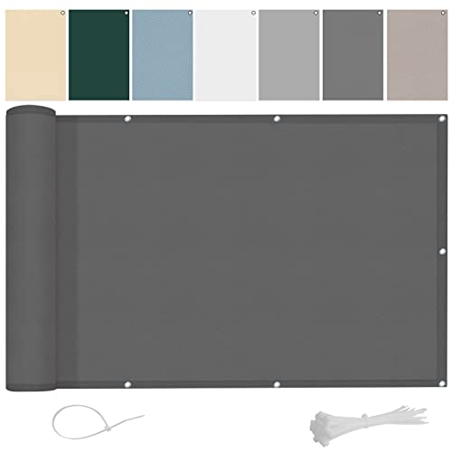 AXT SHADE Tamaño Personalizado Pantalla Privacidad Balcón 0.8x2m Impermeable Ocultacion Balcon Protección Viento y Los Rayos UV con Ataduras de Cables para Exterior Terraza-Antracita
