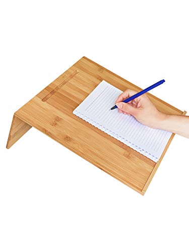 Yangtastic® Foldable Bamboo Writing Slope Complete with Cotton Carry Bag | Ergonomic Slanting Stand Board with Handle, Pen Holder, Anti-Slip Border for Children Kids Adults