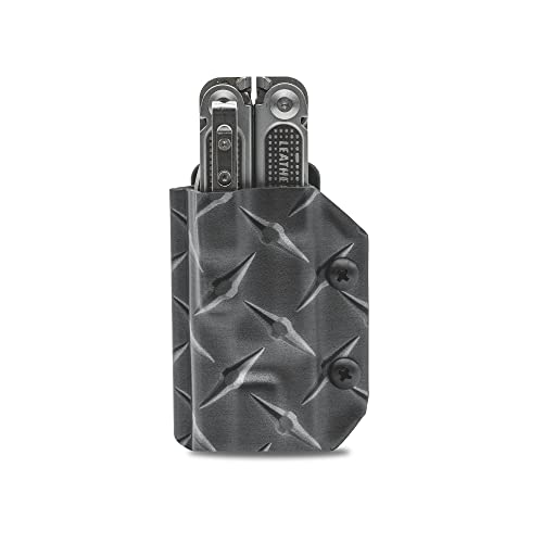 Clip & Carry Kydex Multitool Sheath for the Leatherman FREE P4 - Made in USA - EDC Multi Tool Holder Holster Cover - Diamond Plate