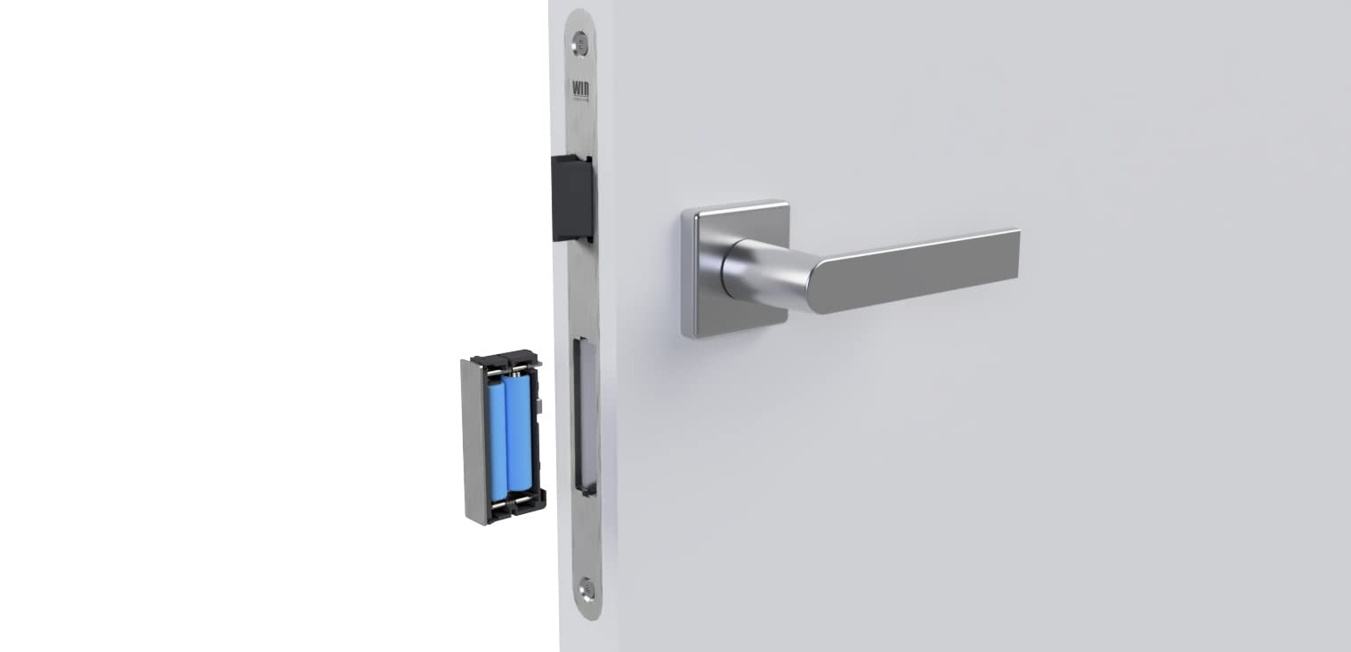 eSCHLOSS eSCH320, elektronisches Einsteckschloss mit Schräg-/Magnetfalle, Panikfunktion, Hotel-/Büromodus, für bis zu 97 RFID-Transponder (Panikfunktion links, Schrägfalle links)