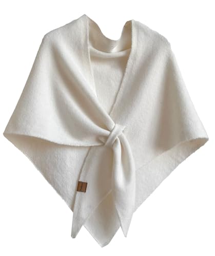 Pocadri Women's Knitted Pashmina Shawl Wraps Triangle Knotted Scarf Solid Chic Cardigan Sweater Cloak Top Shoulder