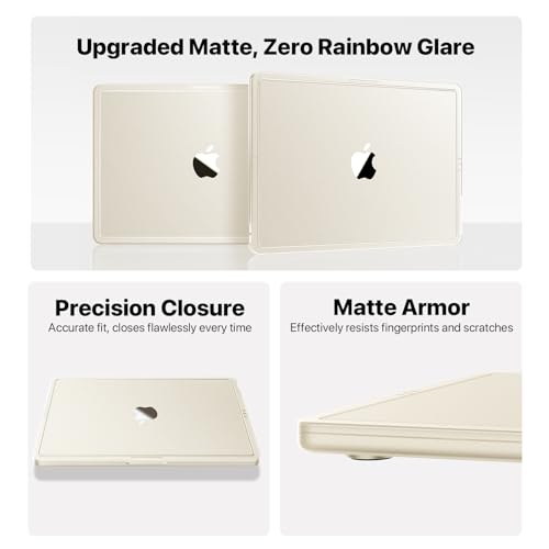 Image of Soonjet Compatible with MacBook Air 13 inch Case M5 M4 M3 M2 2026 2025-2022, Model A3449 A3240 A3113 A2681, [Pure Starlight Tone] Hard Shell Laptop Cover for MacBook Air 13.6 inch - Starlight Clear